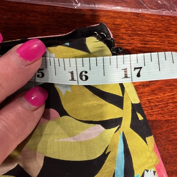 Talbots Womens Skirt 12 Blue Green Tropical Print Side Zip Lined Pleats Summer - Picture 8 of 10
